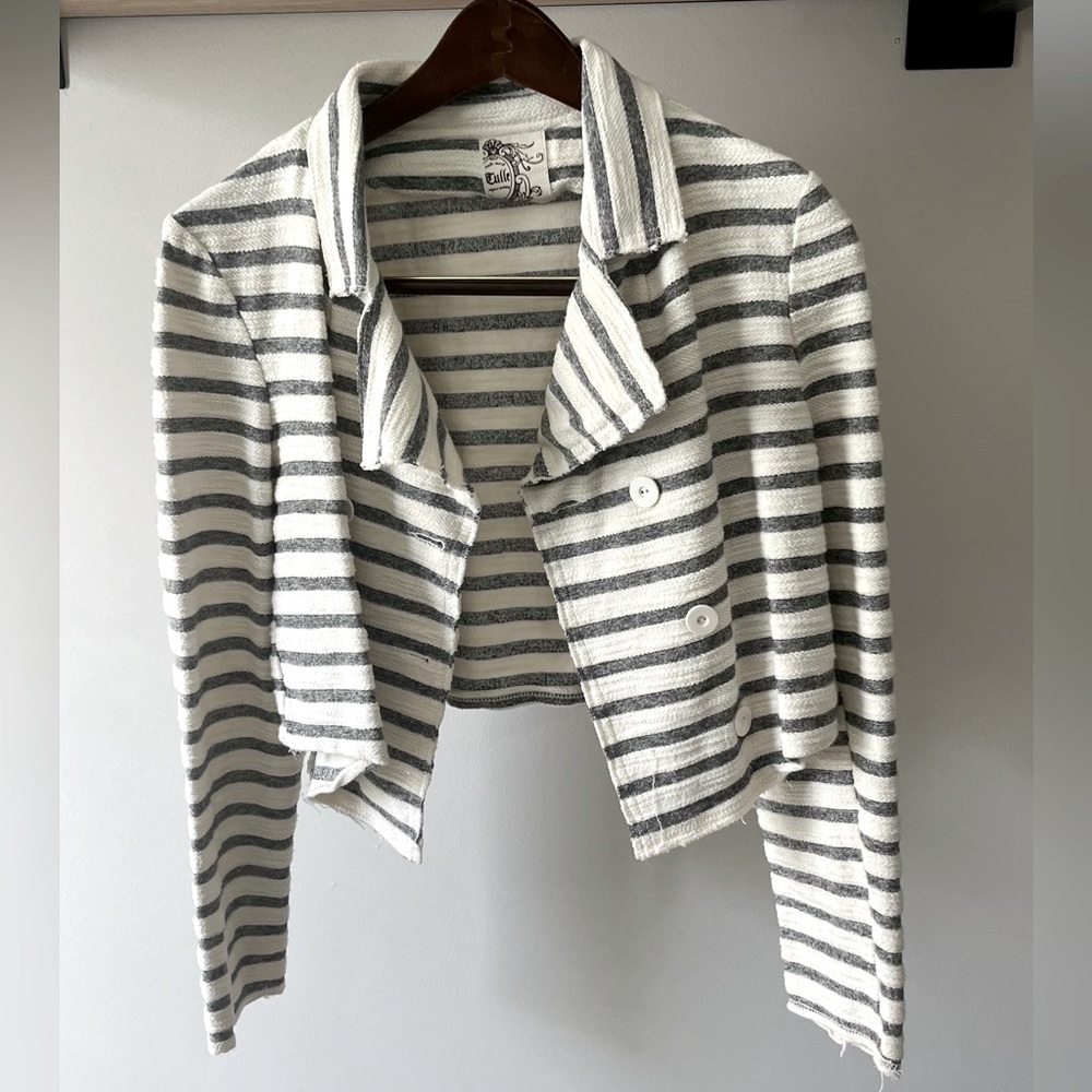 Tulle Cropped Stripe Lightweight jacket- Size L